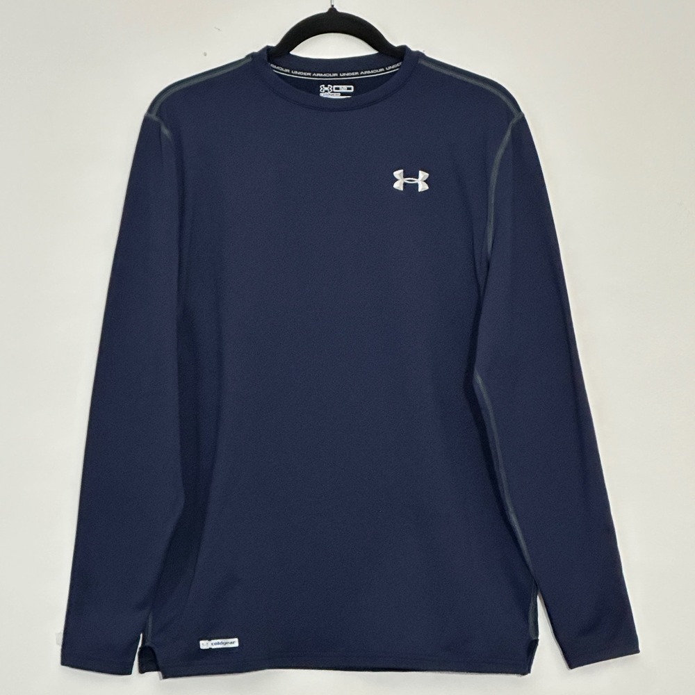 Under Armour Mens Shirt L ColdGear Fitted Long Sleeve Base Layer Blue Gorpcore